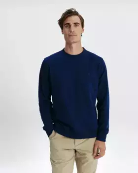 Мужской свитшот против глажков с круглым вырезом Sepiia, тёмно-синий