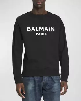 Мужской свитшот реглан из фольги с логотипом Balmain, цвет Black Multi