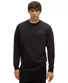 Мужской свитшот Regular Fit с дроп-игольной строчкой Hugo Boss, черный