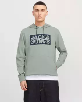 Мужской свитшот с длинным рукавом с круглым вырезом и логотипом спереди Jack & Jones, зеленый