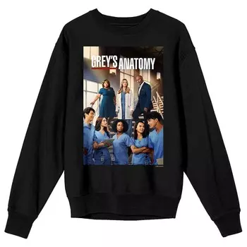 Мужской свитшот с графическим рисунком Grey's Anatomy Begin Again Licensed Character, черный