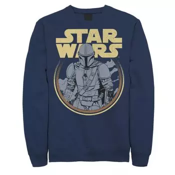 Мужской свитшот с круглым портретом и простым логотипом Star Wars The Mandalorian Licensed Character
