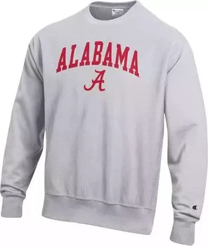 Мужской свитшот с круглым вырезом Champion Alabama Crimson Tide Grey обратного плетения