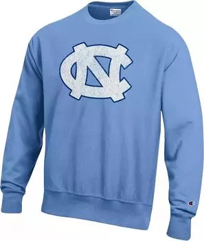 Мужской свитшот с круглым вырезом Champion North Carolina Tar Heels Carolina синий обратного плетения