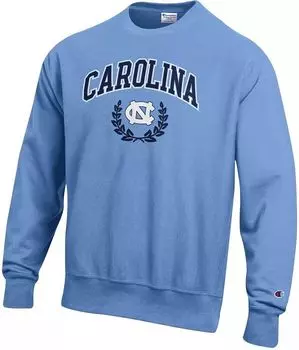 Мужской свитшот с круглым вырезом Champion North Carolina Tar Heels Carolina синий с обратным плетением