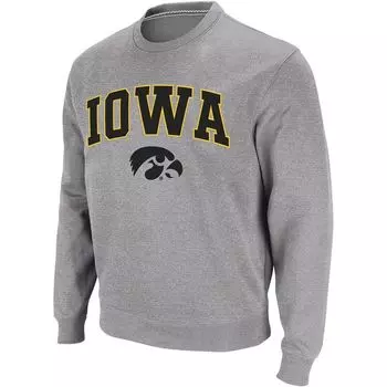 Мужской свитшот с круглым вырезом Colosseum Heather Grey Iowa Hawkeyes Arch & Logo, цвет Iwa Grey