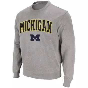 Мужской свитшот с круглым вырезом Colosseum Heather Grey Michigan Wolverines Arch & Logo, цвет Mic Grey