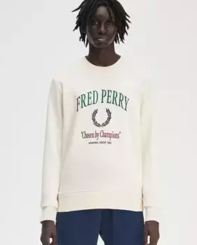 Мужской свитшот с круглым вырезом и графическим принтом Fred Perry, цвет Crudo