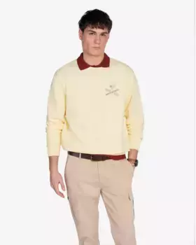 Мужской свитшот с круглым вырезом и крупным принтом Harper & Neyer, жёлтый