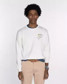 Мужской свитшот с круглым вырезом и крупным принтом Harper & Neyer, белый