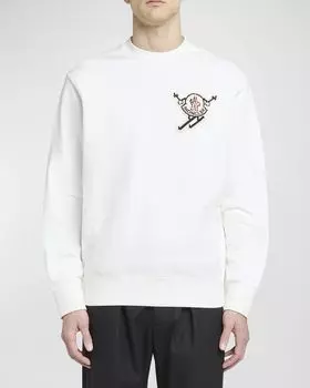 Мужской свитшот с круглым вырезом и логотипом для лыжного спорта Moncler, цвет Natural