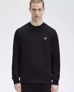 Мужской свитшот с круглым вырезом и отделкой в две полоски Fred Perry, чёрный