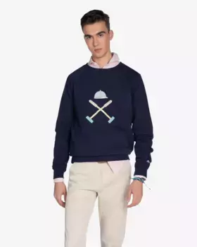 Мужской свитшот с круглым вырезом и рисунком спереди Harper & Neyer, тёмно-синий