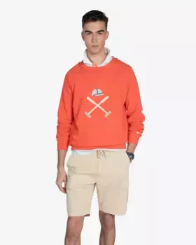Мужской свитшот с круглым вырезом и рисунком спереди Harper & Neyer, коралловый