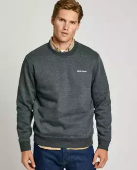 Мужской свитшот с круглым вырезом и вышитым логотипом Pepe Jeans, чёрный