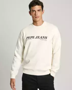 Мужской свитшот с круглым вырезом и вышитым логотипом Pepe Jeans, цвет Crudo