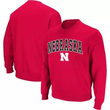 Мужской свитшот с круглым вырезом Scarlet Nebraska Huskers Arch & Logo Colosseum