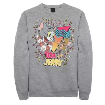 Мужской свитшот с логотипом Tom And Jerry 90-х годов с конфетти и портретом Licensed Character
