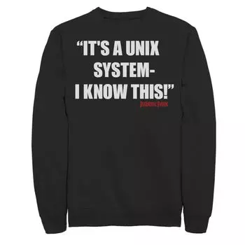 Мужской свитшот с надписью «Парк Юрского периода Это цитата системы Unix» Licensed Character, черный