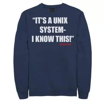 Мужской свитшот с надписью «Парк Юрского периода Это цитата системы Unix» Licensed Character, синий
