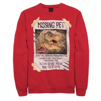 Мужской свитшот с плакатом «Парк Юрского периода Missing Pet T-Rex» Licensed Character