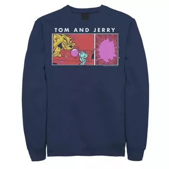 Мужской свитшот с портретной панелью Tom And Jerry Bubble Gum Scene Licensed Character