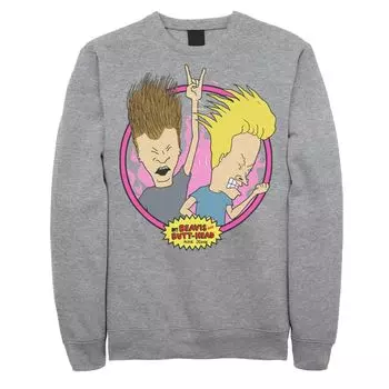 Мужской свитшот с портретом Beavis & Butthead Rock N Roll Circle Licensed Character
