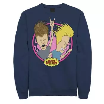 Мужской свитшот с портретом Бивис и Баттхед Rock N Roll Circle Licensed Character, синий