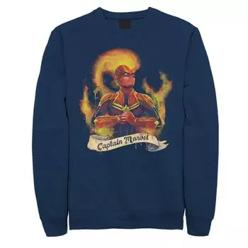 Мужской свитшот с портретом Captain Flame Marvel