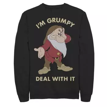 Мужской свитшот с портретом Disney Snow White I'm Grumpy Deal With It Licensed Character