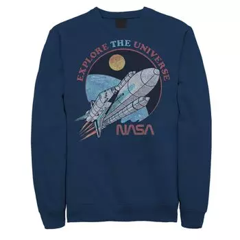 Мужской свитшот с портретом NASA Explore The Universe Circle, Blue Licensed Character, синий