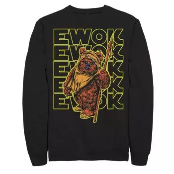 Мужской свитшот с портретом Star Wars Ewok Word Stack Licensed Character