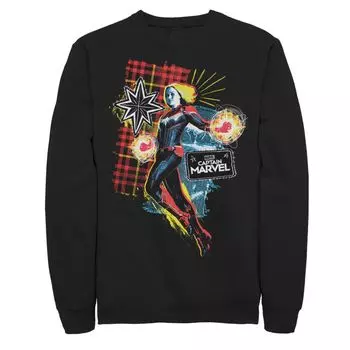 Мужской свитшот с портретом в клетку Marvel Captain Marvel