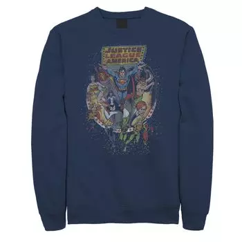 Мужской свитшот с потертым плакатом «Лига справедливости DC Comics», групповой снимок Licensed Character, синий