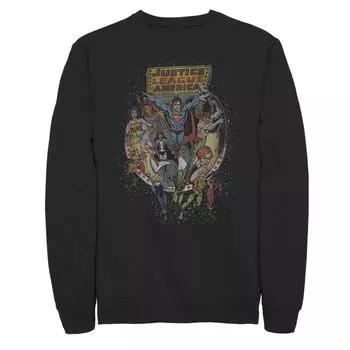 Мужской свитшот с потертым плакатом «Лига справедливости DC Comics», групповой снимок Licensed Character, черный