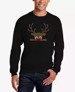 Мужской свитшот с принтом "Peeking Reindeer Word Art" LA Pop Art, черный