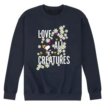 Мужской свитшот с рисунком Peanuts Snoopy Woodstock Love All Creatures Licensed Character