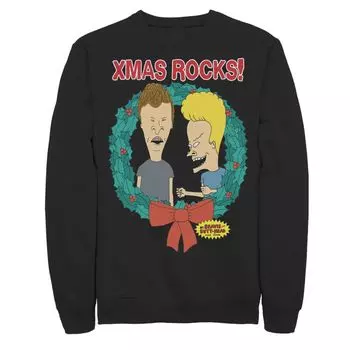 Мужской свитшот с рождественским венком Beavis and Butthead Laugh Licensed Character