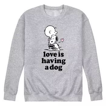 Мужской свитшот с собакой Peanuts Love Is Have Dog Licensed Character, серый