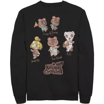 Мужской свитшот с текстом из учебника персонажей Nintendo Group Shot, Black Licensed Character, черный