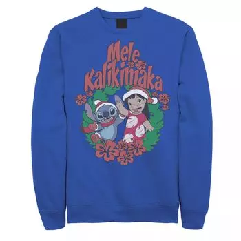 Мужской свитшот с венком Disney Lilo & Stitch Christmas Mele Kalikimaka Licensed Character