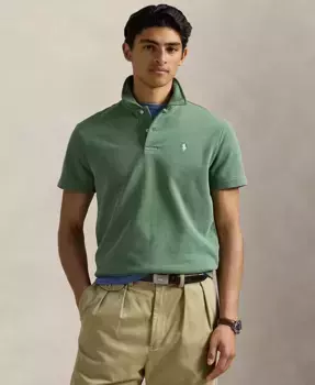 Мужской свитшот с воротником-поло из флиса Loopback Polo Ralph Lauren, зеленый