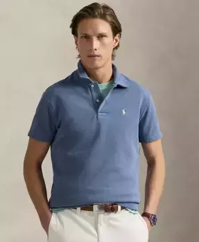 Мужской свитшот с воротником-поло из флиса Loopback Polo Ralph Lauren, синий