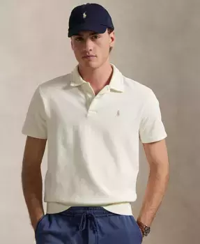 Мужской свитшот с воротником-поло из флиса Loopback Polo Ralph Lauren, белый