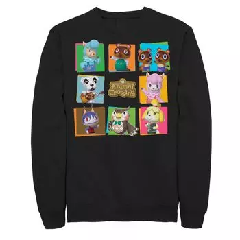 Мужской свитшот с вставками Animal Crossing Group Shot Licensed Character