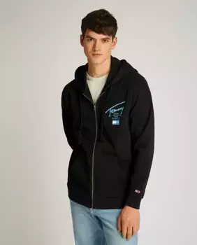 Мужской свитшот с застежкой-молнией и капюшоном Tommy Jeans, чёрный