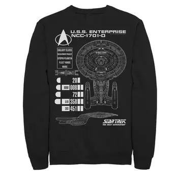 Мужской свитшот Star Trek Next Generation Enterprise Chart Licensed Character