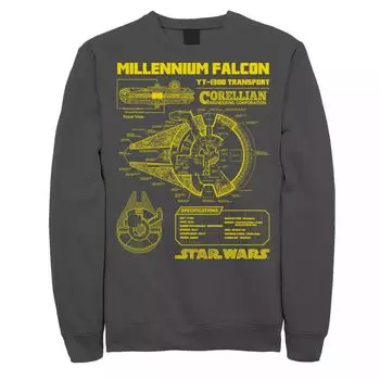 Мужской свитшот Star Wars Gold Millennium Falcon Schematics Licensed Character