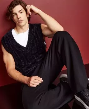 Мужской свободный жилет-свитер с v-образным вырезом и ресничками, созданный для macy's Royalty by Maluma, черный