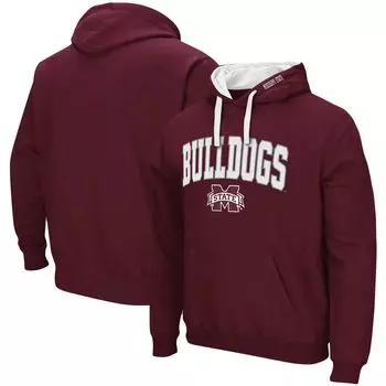 Мужской темно-бордовый пуловер с капюшоном Mississippi State Bulldogs Big & Tall Arch & Logo 2.0 Colosseum